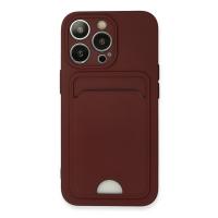 Newface iPhone 13 Pro Kılıf Kelvin Kartvizitli Silikon - Bordo