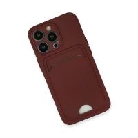 Newface iPhone 13 Pro Kılıf Kelvin Kartvizitli Silikon - Bordo