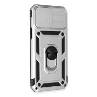 Newface iPhone 12 Pro Max Kılıf Pars Lens Yüzüklü Silikon - Gümüş