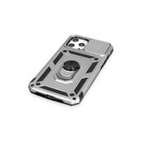 Newface iPhone 12 Pro Max Kılıf Pars Lens Yüzüklü Silikon - Gümüş