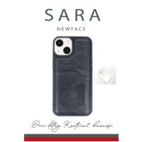 Newface iPhone 14 Kılıf Sara Kartvizitli Deri Kılıf - Taba