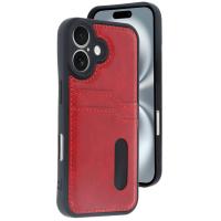 Newface iPhone 16 Kılıf Sara Kartvizitli Deri Kılıf - Kırmızı
