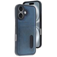 Newface iPhone 16 Kılıf Sara Kartvizitli Deri Kılıf - Lacivert