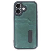 Newface iPhone 16 Kılıf Sara Kartvizitli Deri Kılıf - Koyu Yeşil