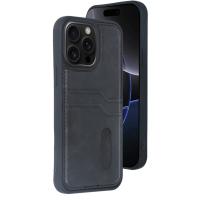 Newface iPhone 15 Pro Max Kılıf Sara Kartvizitli Deri Kılıf - Siyah