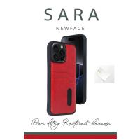 Newface iPhone 15 Pro Max Kılıf Sara Kartvizitli Deri Kılıf - Kırmızı