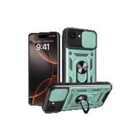 Newface iPhone 16E Kılıf Pars Lens Yüzüklü Silikon - Yeşil