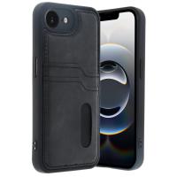 Newface iPhone 16E Kılıf Sara Kartvizitli Deri Kılıf - Siyah