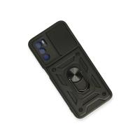 Newface Oppo A16 Kılıf Pars Lens Yüzüklü Silikon - Siyah