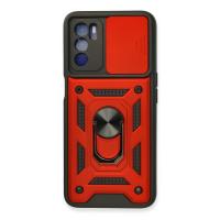 Newface Oppo A16 Kılıf Pars Lens Yüzüklü Silikon - Kırmızı