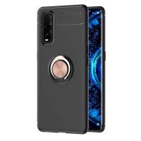 Newface Oppo Find X2 Kılıf Range Yüzüklü Silikon - Siyah-Gold