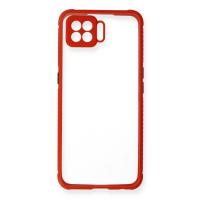 Newface Oppo Reno 4 Lite Kılıf Miami Şeffaf Silikon - Kırmızı