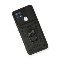 Newface Oppo A15 Kılıf Pars Lens Yüzüklü Silikon - Siyah