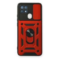 Newface Oppo A15 Kılıf Pars Lens Yüzüklü Silikon - Kırmızı