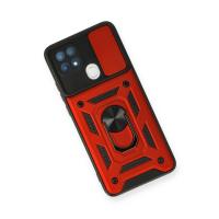 Newface Oppo A15 Kılıf Pars Lens Yüzüklü Silikon - Kırmızı