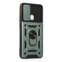 Newface Oppo A15 Kılıf Pars Lens Yüzüklü Silikon - Yeşil