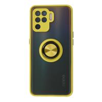 Newface Oppo Reno 5 Lite Kılıf Montreal Yüzüklü Silikon Kapak - Sarı