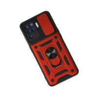 Newface Oppo Reno 5 Lite Kılıf Pars Lens Yüzüklü Silikon - Kırmızı