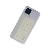 Newface Oppo Reno 4 Lite Kılıf Palm Buzlu Kamera Sürgülü Silikon - Lila