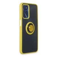 Newface Oppo A16 Kılıf Montreal Yüzüklü Silikon Kapak - Sarı