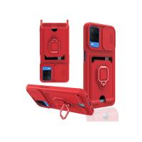 Newface Oppo A54 4G Kılıf Zuma Kartvizitli Yüzüklü Silikon - Kırmızı