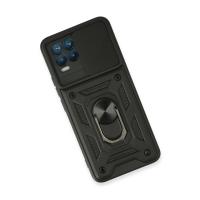 Newface Realme 8 Kılıf Pars Lens Yüzüklü Silikon - Siyah