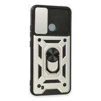 Newface Realme C11 2021 Kılıf Pars Lens Yüzüklü Silikon - Gümüş