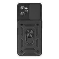 Newface Realme C35 Kılıf Pars Lens Yüzüklü Silikon - Siyah