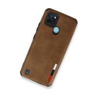Newface Realme C25Y Kılıf Loop Deri Silikon - Kahverengi