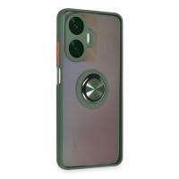 Newface Realme C55 Kılıf Montreal Yüzüklü Silikon Kapak - Yeşil