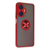 Newface Realme C55 Kılıf Montreal Yüzüklü Silikon Kapak - Kırmızı