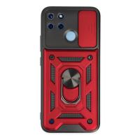 Newface Realme C25Y Kılıf Pars Lens Yüzüklü Silikon - Kırmızı