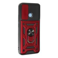 Newface Realme C25Y Kılıf Pars Lens Yüzüklü Silikon - Kırmızı