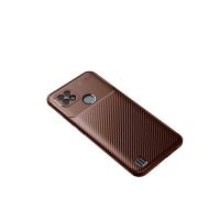 Newface Realme C21 Kılıf Auto Focus Karbon Kapak - Kahverengi