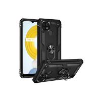 Newface Realme C21 Kılıf Sofya Yüzüklü Silikon Kapak - Siyah