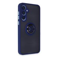 Newface Samsung Galaxy A15 4G Kılıf Montreal Yüzüklü Silikon Kapak - Lacivert