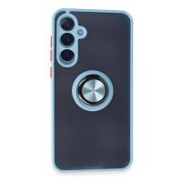 Newface Samsung Galaxy A25 5G Kılıf Montreal Yüzüklü Silikon Kapak - Buz Mavi