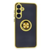 Newface Samsung Galaxy A35 5G Kılıf Montreal Yüzüklü Silikon Kapak - Sarı