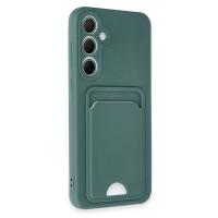 Newface Samsung Galaxy A35 5G Kılıf Kelvin Kartvizitli Silikon - Koyu Yeşil