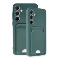 Newface Samsung Galaxy A35 5G Kılıf Kelvin Kartvizitli Silikon - Koyu Yeşil