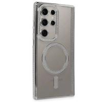 Newface Samsung Galaxy S24 Ultra Kılıf Joke Simli Magneticsafe Kılıf - Gümüş