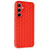 Newface Samsung Galaxy A35 5G Kılıf Petek Silikon Kapak - Kırmızı