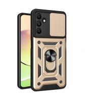 Newface Samsung Galaxy M15 Kılıf Pars Lens Yüzüklü Silikon - Gold