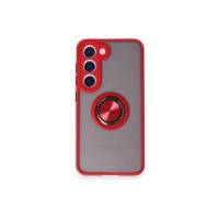 Newface Samsung Galaxy M15 Kılıf Montreal Yüzüklü Silikon Kapak - Kırmızı