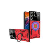 Newface Samsung Galaxy S24 Ultra Kılıf Joy Lens Standlı Kapak - Kırmızı