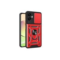 Newface Samsung Galaxy A06 Kılıf Pars Lens Yüzüklü Silikon - Kırmızı