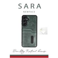 Newface Samsung Galaxy A16 5G Kılıf Sara Kartvizitli Deri Kılıf - Kırmızı