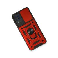 Newface Samsung Galaxy A22 Kılıf Pars Lens Yüzüklü Silikon - Kırmızı