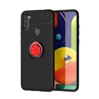 Newface Samsung Galaxy A11 Kılıf Range Yüzüklü Silikon - Siyah-Kırmızı