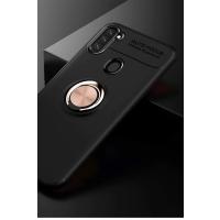 Newface Samsung Galaxy A11 Kılıf Range Yüzüklü Silikon - Siyah-Gold